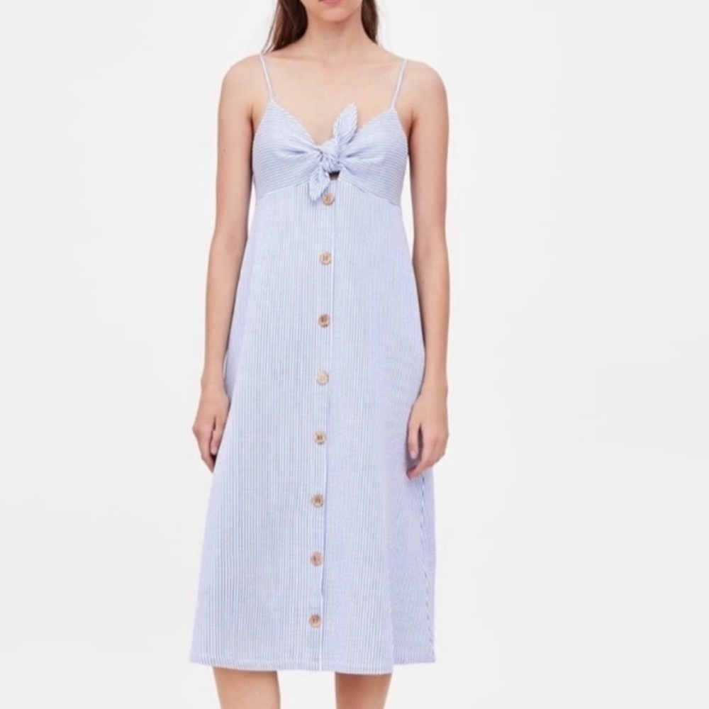 Zara Pinstripe Midi Dress